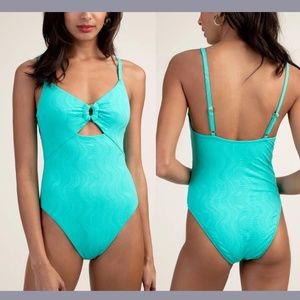 Trina Turk [ 6‎ ] Cascais Wave Maillot One Piece Swimsuit in Aqua Blue